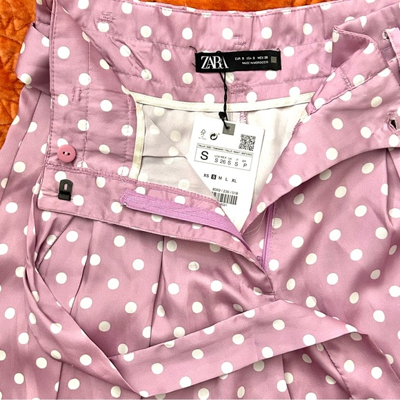 ZARA Purple Polka Dot High Waisted Shorts Size S - Picture 5 of 6
